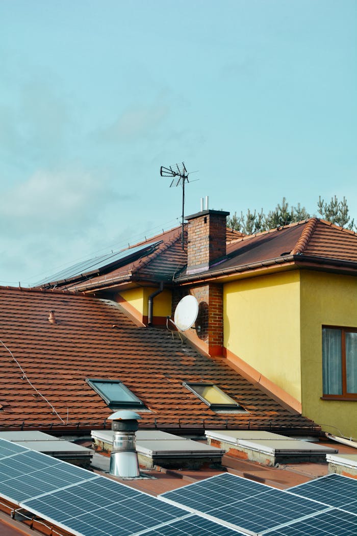 Solar panels on the roof of a house